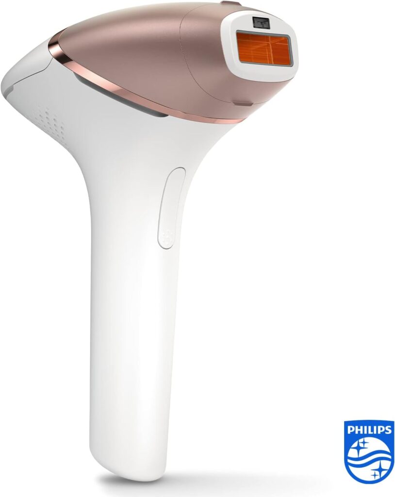 Vue de coté de l'épilateur lumière pulsée Philips Lumea Prestige BRI956